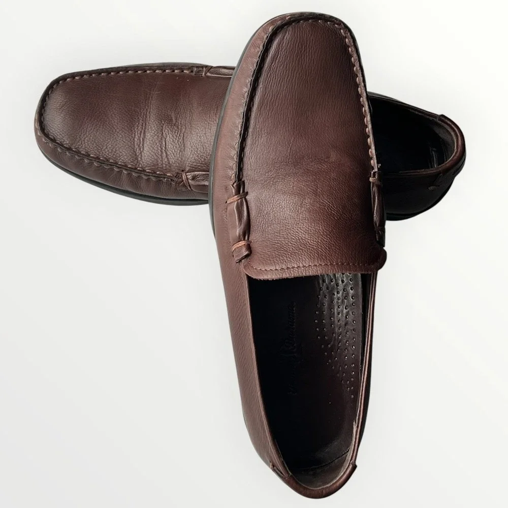 Tommy Bahama Men’s Brown Leather‎ Slip-On Driving Loafers Moc Toe Size 9 D